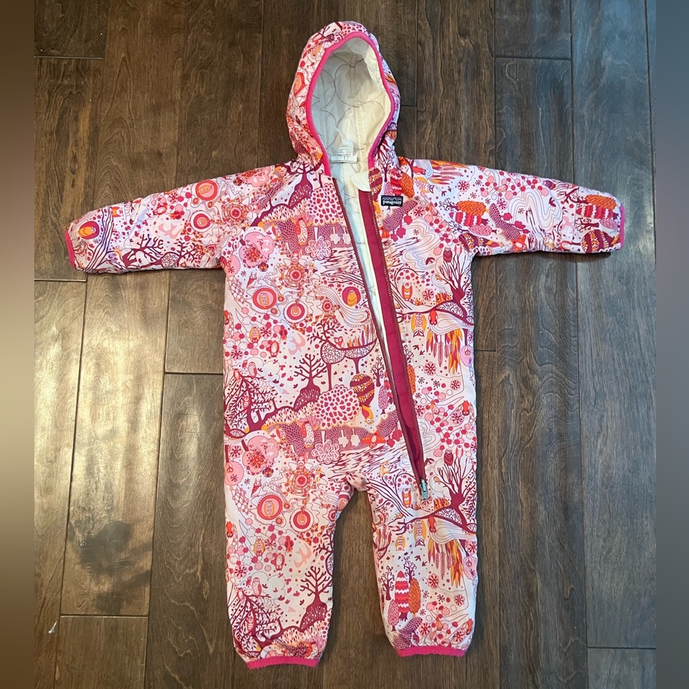 Patagonia Todddler Baby Girl Snow Ski Suit 18M Pink Owl Print